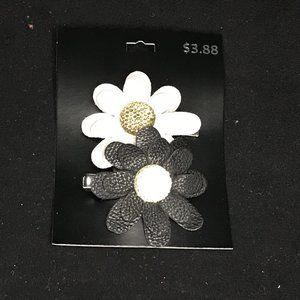Black and White flower Hair Clip
